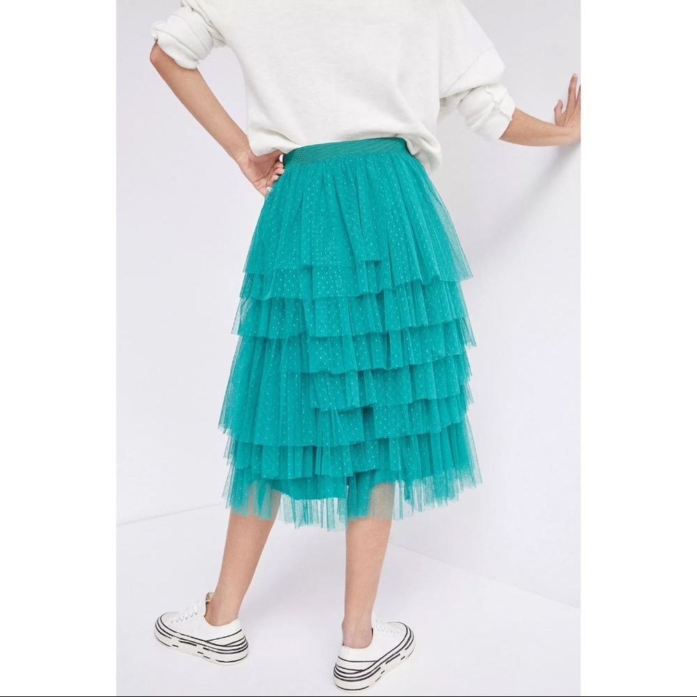 Anthropologie Asymmetrical Tiered Tulle Skirt NWT - Picture 2 of 7